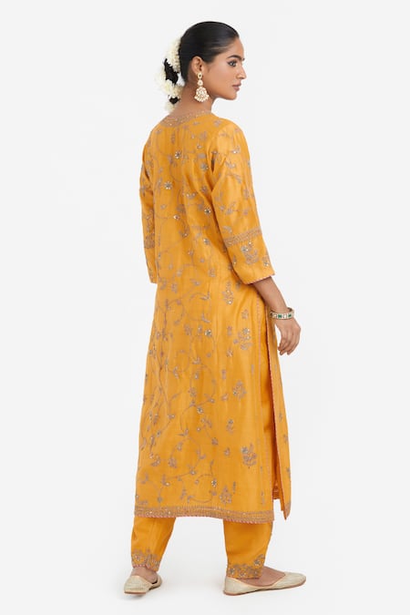 Kora Silk Chanderi Dori Jaal Embroidered Kurta Salwar Set 