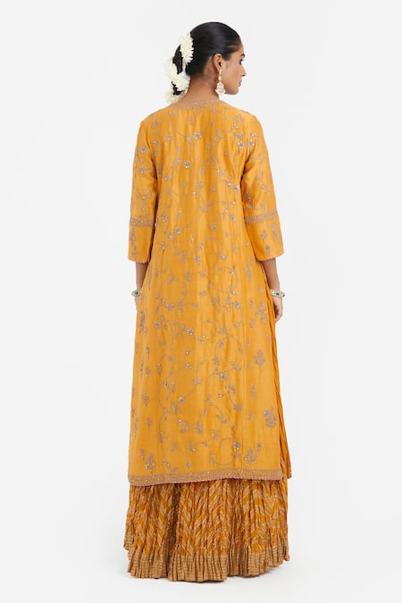 Kora Silk Chanderi Dori Jaal Embroidered Kurta 