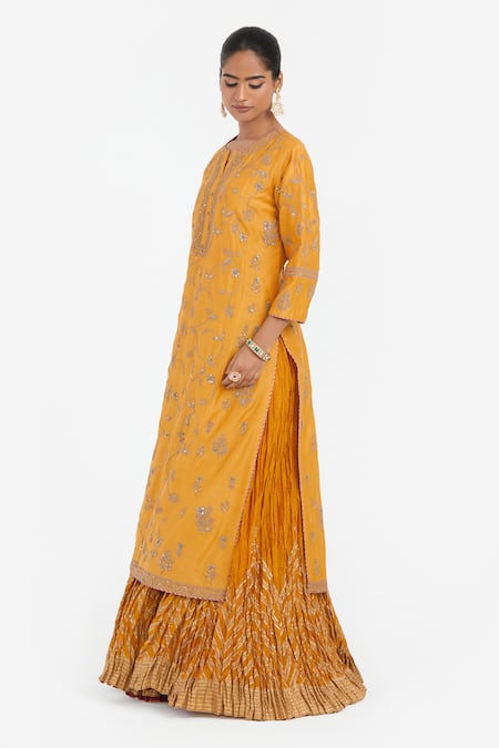 Buy Kora Yellow Chanderi , Organza Embroidery, Sequins, Dori And Kurta Lehenga Online at Aza Fashions Buy_Kora_Yellow Chanderi , Organza Embroidery, Sequins, Dori And Kurta Lehenga _Online_at_Aza_Fashions
