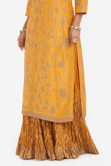 Buy Kora Yellow Chanderi , Organza Embroidery, Sequins, Dori And Kurta Lehenga Buy_Kora_Yellow Chanderi , Organza Embroidery, Sequins, Dori And Kurta Lehenga