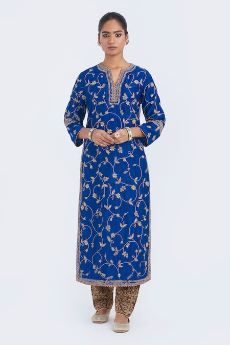 Kora Dori Jaal Embroidered Kurta With Gota Piping 