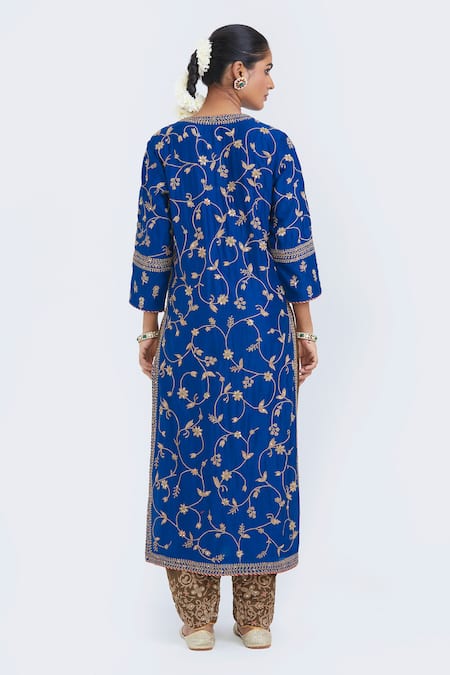 Kora Dori Jaal Embroidered Kurta With Gota Piping 