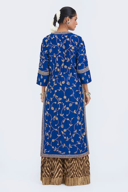 Kora Silk Chanderi Dori Jaal Embroidered Kurta 