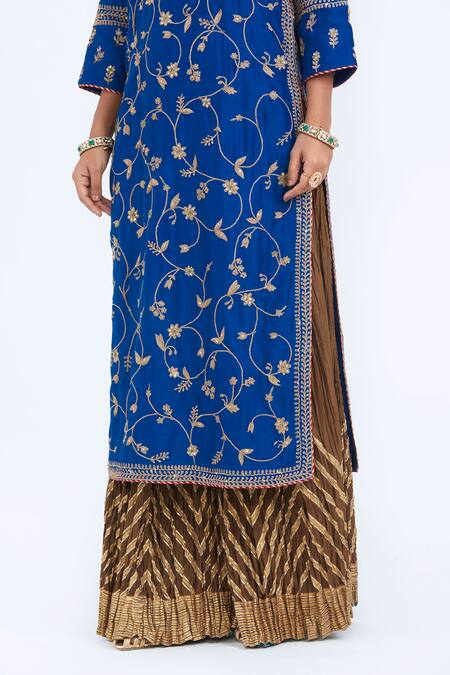 Buy Kora Blue Chanderi , Organza Dori Jaal Kurta, Sharara And Dupatta Set Online at Aza Fashions Buy_Kora_Blue Chanderi , Organza Dori Jaal Kurta, Sharara And Dupatta Set _Online_at_Aza_Fashions
