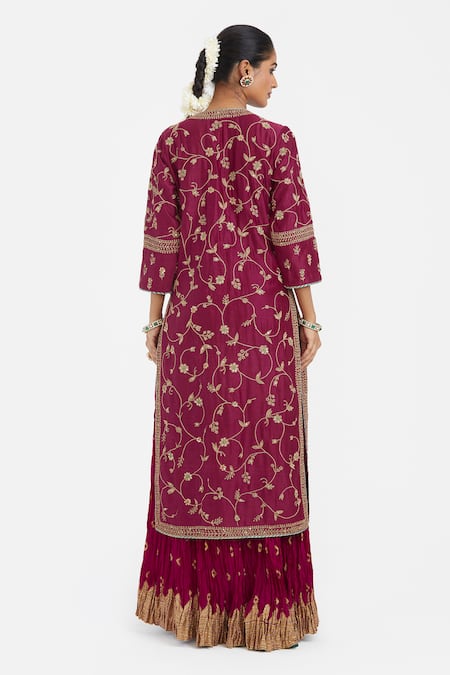 Kora Silk Chanderi Dori Jaal Embroidered Kurta 