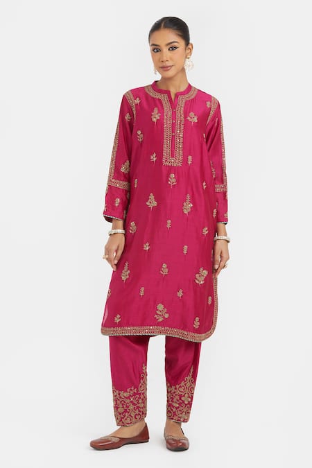 Kora Silk Chanderi Dori Embroidered Kurta 