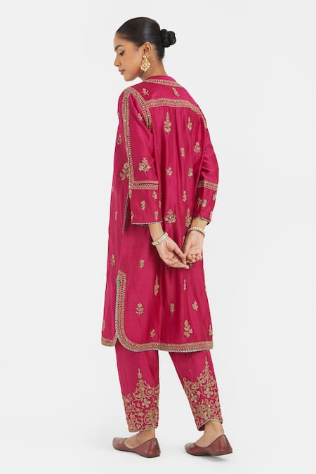Kora Silk Chanderi Dori Embroidered Kurta 