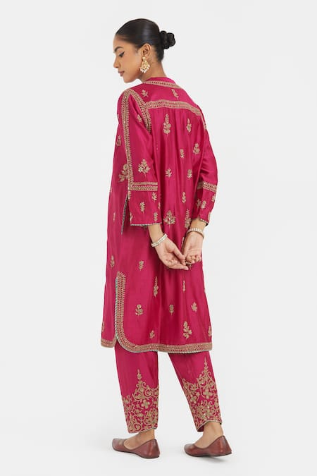 Kora Silk Chanderi Dori Embroidered Kurta & Salwar 