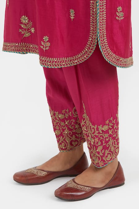 Buy_Kora_Fuchsia Chanderi , Organza Embroidery, Dori Kurta Salwar And Dupatta 