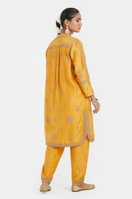 Kora Silk Chanderi Dori Embroidered Kurta Salwar Set 