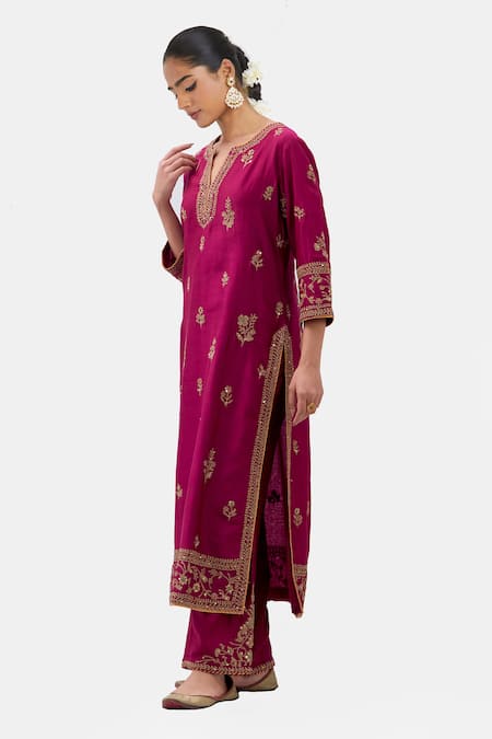 Kora Dori Embroidered Silk Chanderi Kurta 