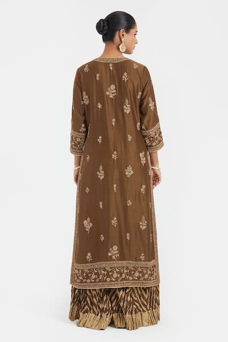 Kora Silk Chanderi Dori Embroidered Kurta 