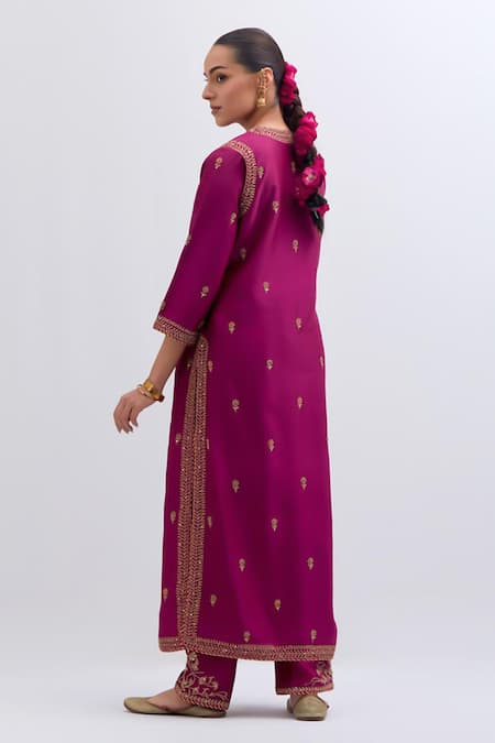 Kora Dori Embroidered Kurta, Pant & Dupatta Set 