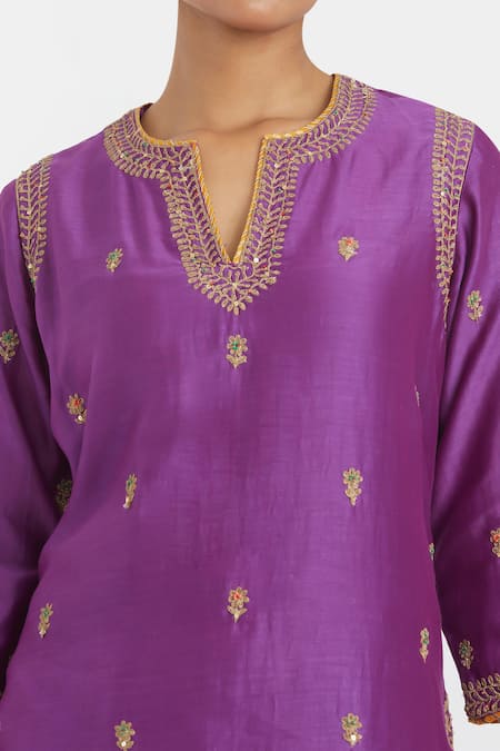 Shop_Kora_Fuchsia , , , Organza Dori Kurta And Lehenga Set _Online_at_Aza_Fashions