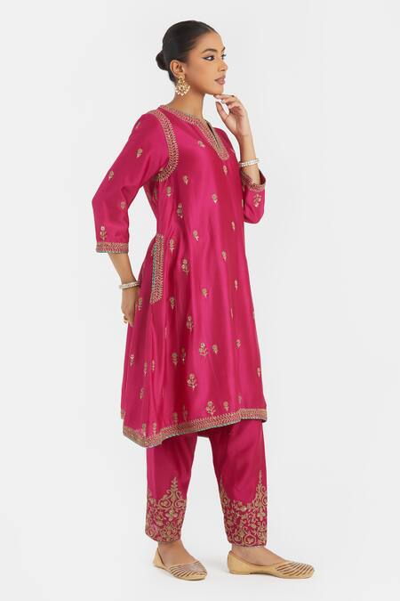 Kora_Fuchsia , , Embroidery, Dori Kurta And Salwar Set _at_Aza_Fashions