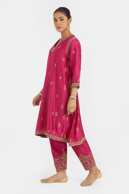 Buy_Kora_Fuchsia , , Embroidery, Dori Kurta And Salwar Set 