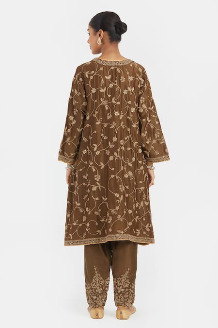 Kora Dori Embroidered A-line Kurta & Salwar Set 