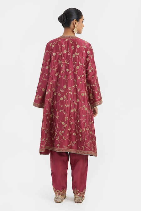 Kora Silk Chanderi Dori Embroidered A-line Kurta 