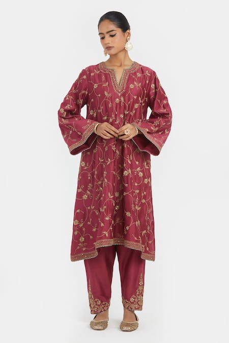 Kora Chanderi Dori Embroidered Kurta & Salwar 