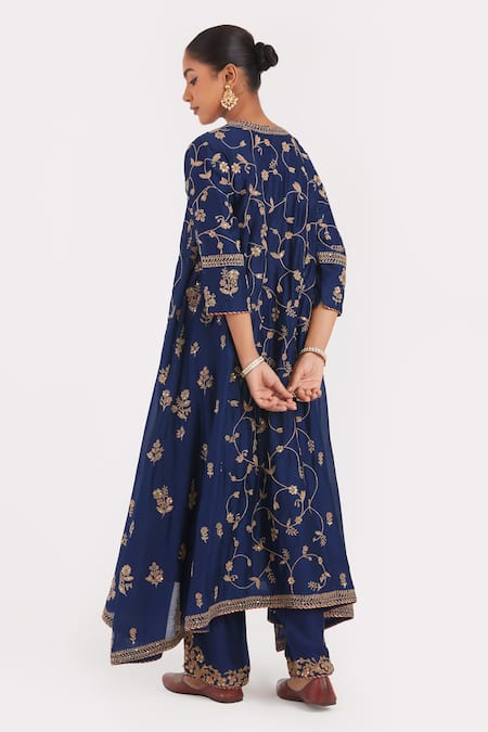 Kora Dori Embroidered Asymmetric Kurta & Pant Set 