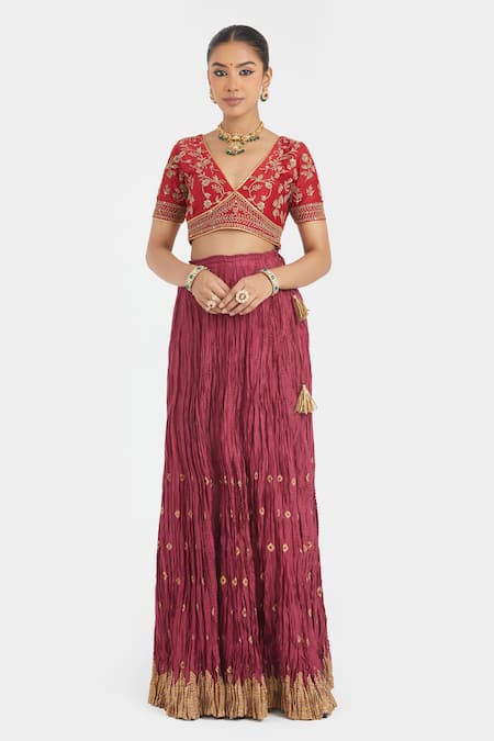 Kora Chanderi Dori Embroidered Blouse & Lehenga 