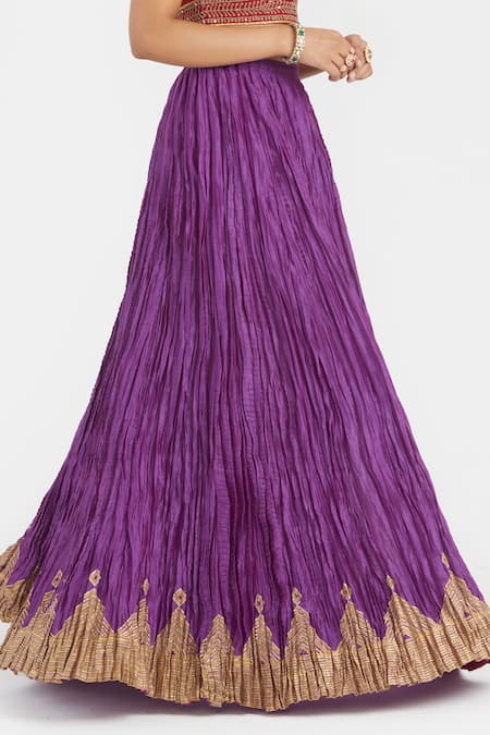 Shop Kora Red Chanderi , Organza Embroidery, Dori Choli Lehenga Set With Dupatta Online at Aza Fashions Shop_Kora_Red Chanderi , Organza Embroidery, Dori Choli Lehenga Set With Dupatta _Online_at_Aza_Fashions