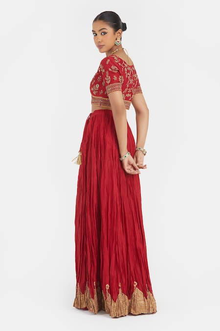 Kora Dori Embroidered Chanderi Blouse & Lehenga Set 