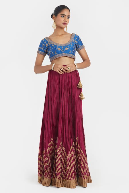 Kora Chanderi Dori Embroidered Blouse & Lehenga 