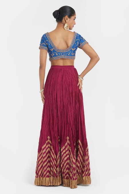 Kora Chanderi Dori Embroidered Blouse & Lehenga Set 