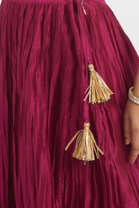 Shop Kora Blue Chanderi , Organza Embroidery, Beads, Dori Blouse And Lehenga Set Shop_Kora_Blue Chanderi , Organza Embroidery, Beads, Dori Blouse And Lehenga Set