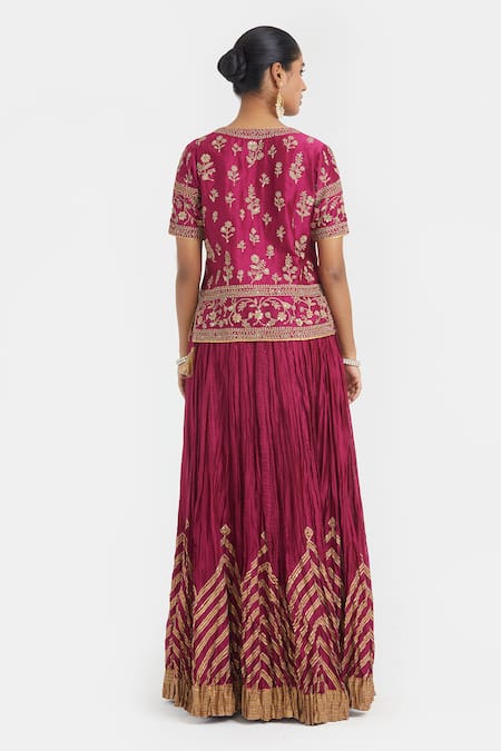 Kora Chanderi Dori Embroidered Blouse & Lehenga 