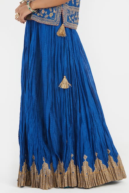 Shop Kora Blue , , Embroidery, Beads, Dori Choli And Kali Lehenga Online at Aza Fashions Shop_Kora_Blue , , Embroidery, Beads, Dori Choli And Kali Lehenga _Online_at_Aza_Fashions