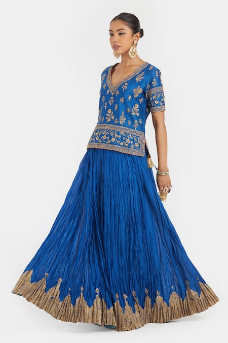 Kora Blue , , Embroidery, Beads, Dori Choli And Kali Lehenga at Aza Fashions Kora_Blue , , Embroidery, Beads, Dori Choli And Kali Lehenga _at_Aza_Fashions