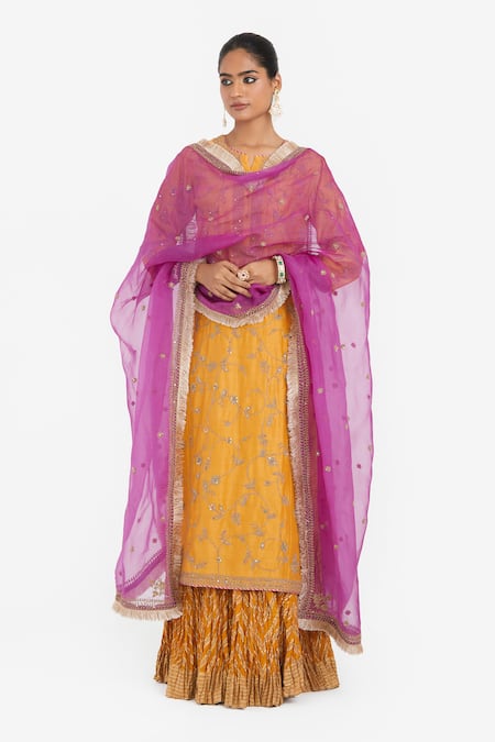 Kora Silk Organza Dori Embroidered Floral Dupatta 