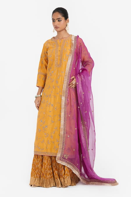Kora Silk Organza Dori Embroidered Floral Dupatta 