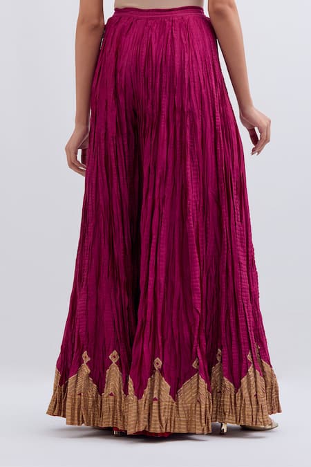 Kora Crushed Silk Chanderi Sharara With Gota Border 