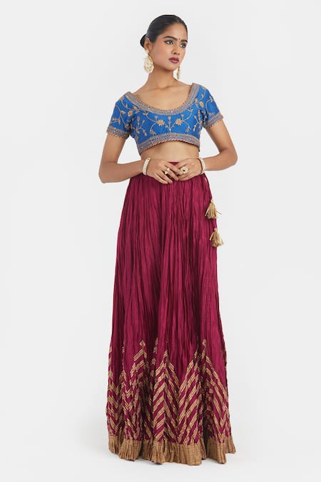 Kora Chanderi Gota Embroidered Kali Lehenga 
