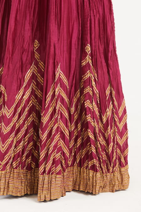 Kora_Fuchsia Chanderi Silk Gota Patti, Embroidery, Tassels Kali Lehenga _Online_at_Aza_Fashions