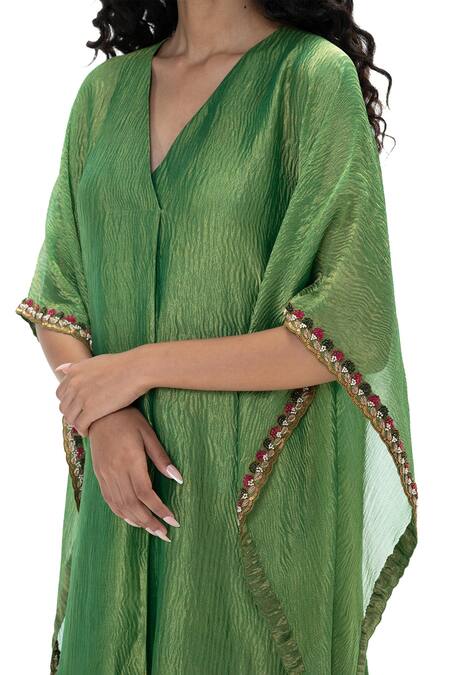 Buy Mimamsaa Green Tissue Gota Patti, Embroidery, Beads Malati Handwoven Crushed Kaftan Set Online at Aza Fashions Buy_Mimamsaa_Green Tissue Gota Patti, Embroidery, Beads Malati Handwoven Crushed Kaftan Set _Online_at_Aza_Fashions