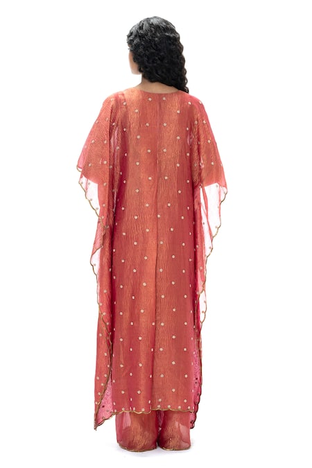 Mimamsaa Smriti Handwoven Crushed Tissue Embroidered Kaftan Set 