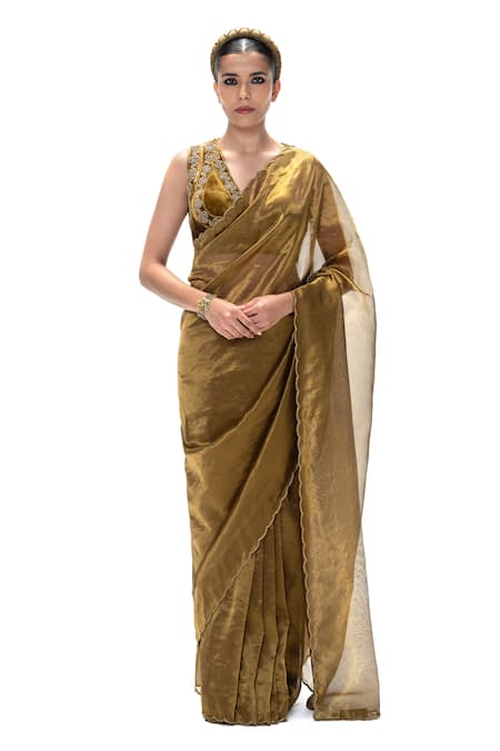 Mimamsaa Mrunal Handwoven Tissue Silk Saree & Unstitched Blouse Set 