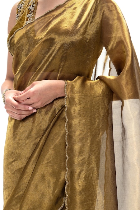 Shop Mimamsaa Gold Tissue, Silk Embroidery, Mrunal Handwoven Saree And Unstitched Blouse Set Online at Aza Fashions Shop_Mimamsaa_Gold Tissue, Silk Embroidery, Mrunal Handwoven Saree And Unstitched Blouse Set _Online_at_Aza_Fashions