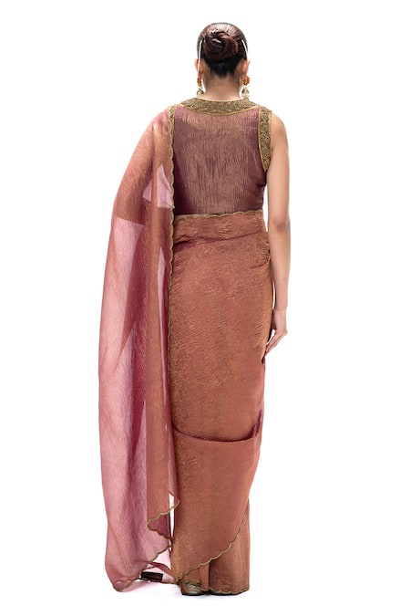 Mimamsaa Sheila Crushed Tissue Handwoven Saree With Unstitched Blouse 