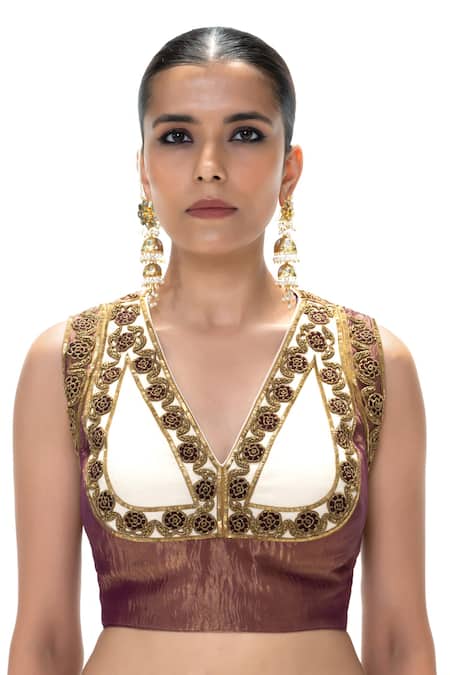 Mimamsaa Leena Handwoven Crushed Tissue Embroidered Blouse 