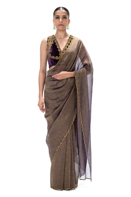 Mimamsaa Ziva Crushed Tissue Handwoven Saree With Unstitched Blouse 