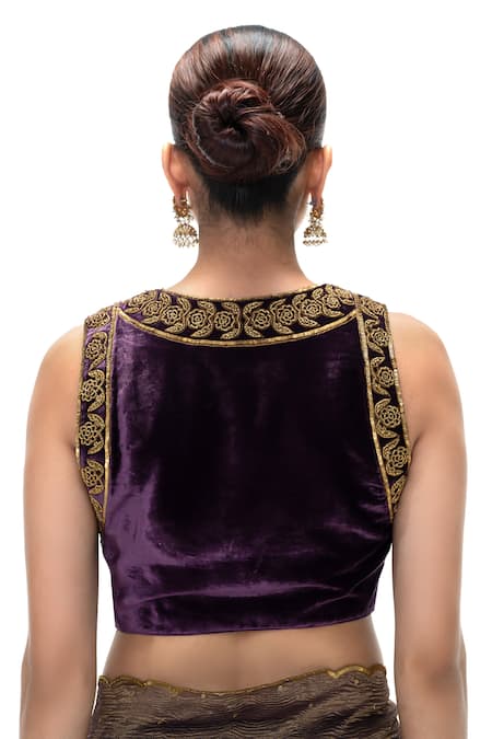 Mimamsaa Vanya Velvet Silk Handwoven & Embroidered Blouse 
