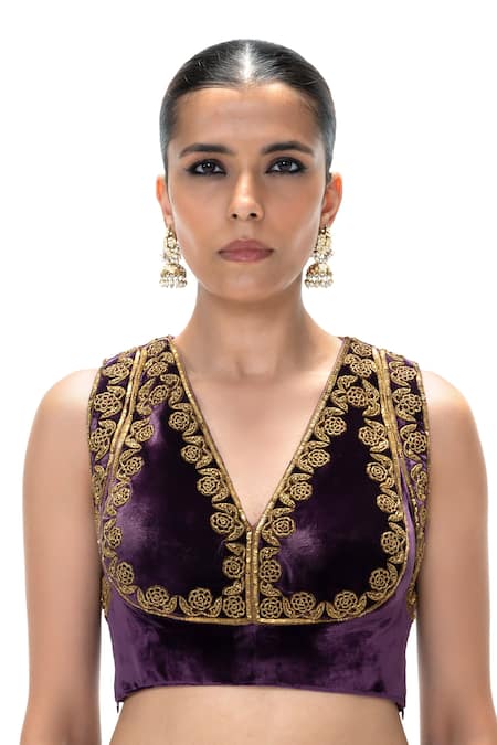 Mimamsaa Vanya Velvet Silk Handwoven & Embroidered Blouse 