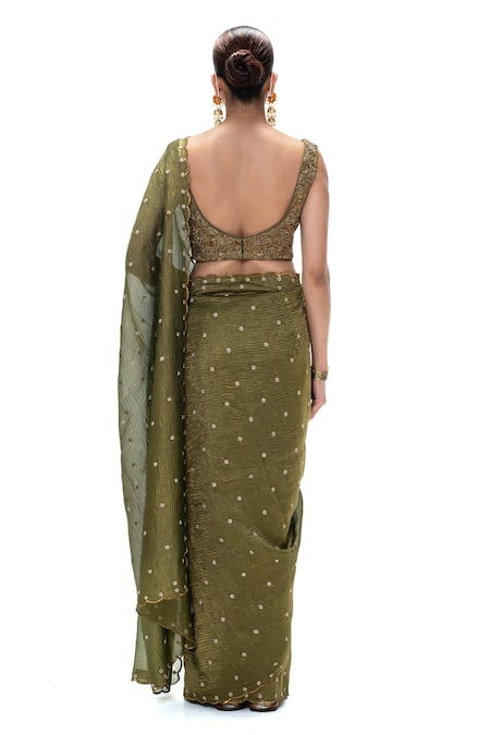 Mimamsaa Sunetra Embroidered Handwoven Saree With Unstitched Blouse 
