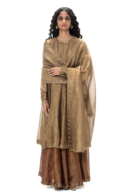 Mimamsaa Meira Handwoven Crushed Tissue Kurta Set 