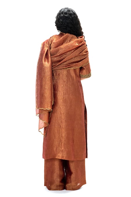 Mimamsaa Malini Handwoven & Embroidered Crushed Tissue Kurta Set 
